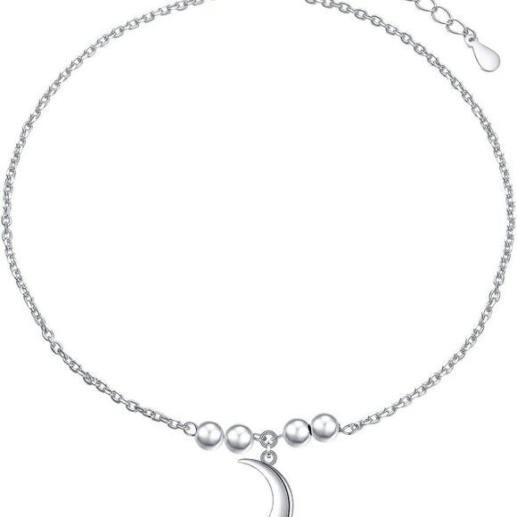 S925 Sterling Silver Anklet for Women Summer Boho Beach Charm Adjustable Foot An - Picture 1 of 8
